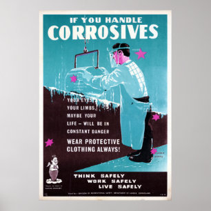 Poster Vintage Industrial Corrosive Safety Austrália