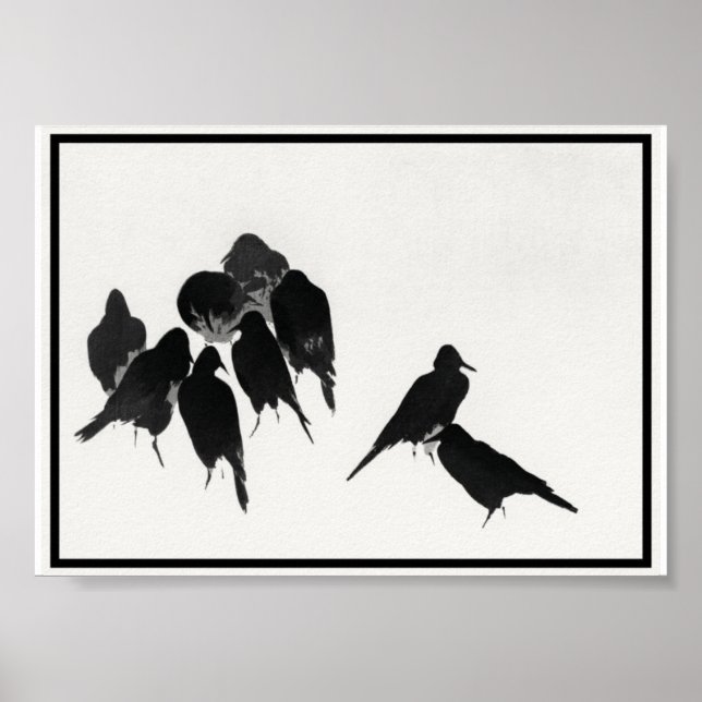 Poster Vintage Ink Crows Illustration (Frente)