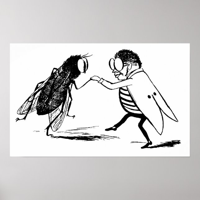 Pôster Vintage Insetos Dançando; Mosca Azul (Frente)