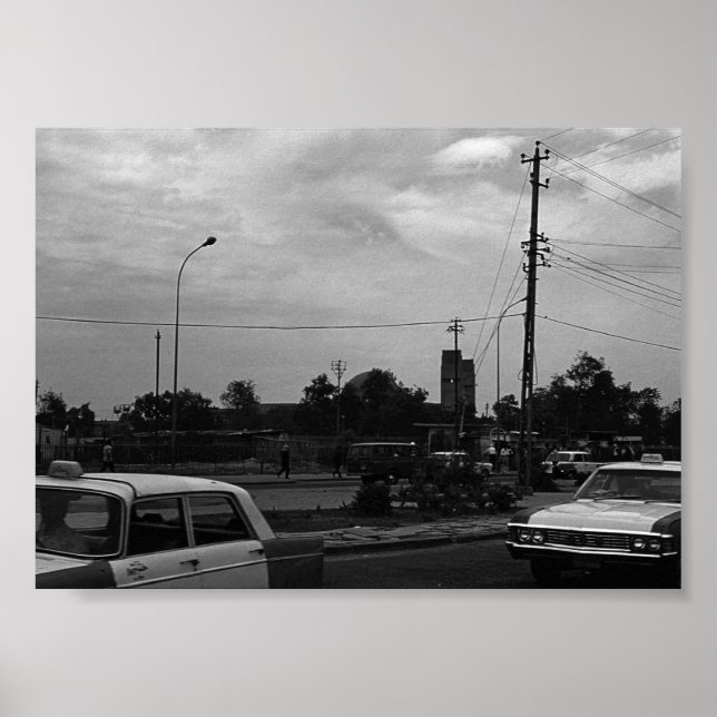 Poster Vintage Iraque Baghdad Rua taxis (Frente)