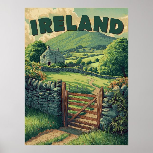 Poster Vintage Ireland Countryside (Frente)