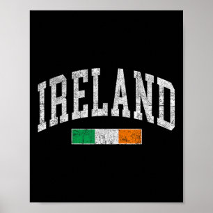 Poster Vintage Ireland Flag Irish Retro Throwback Mens Wo