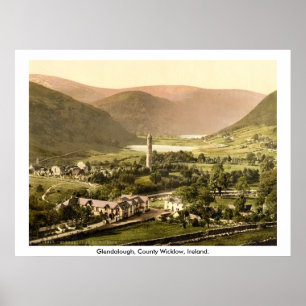 Poster Vintage Ireland, Glendalough do século XIX Wicklo