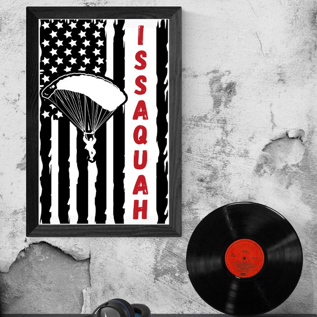 Poster Vintage Issaquah Paragliding Skydiving (Criador carregado)