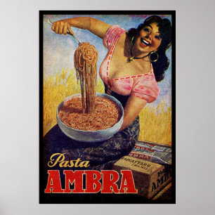 Poster Vintage Italiano Pasta Comida Art Itália