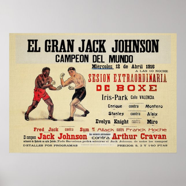 Poster Vintage Jack Johnson Arthur Cravan Fight (Frente)