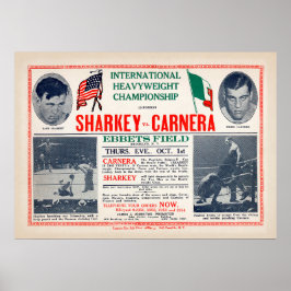 Poster Vintage Jack Sharkey vs Primo Carnera Boxing