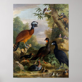Poster Vintage Jakob Bogdani Birds em Uma Paisagem
