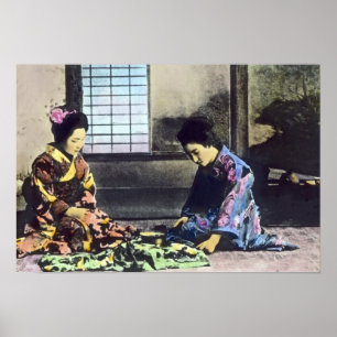 Poster Vintage japonês das belezas da gueixa