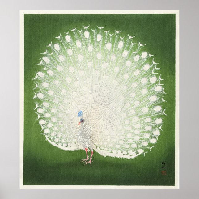 Poster Vintage Japonês Peacock de Ohara Koson (Frente)