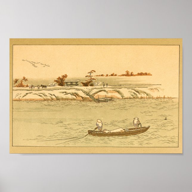 Poster Vintage Japonês Wall Art Boat (Frente)