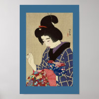 Vintage japonesa Image WOMAN SEwing no início dos 