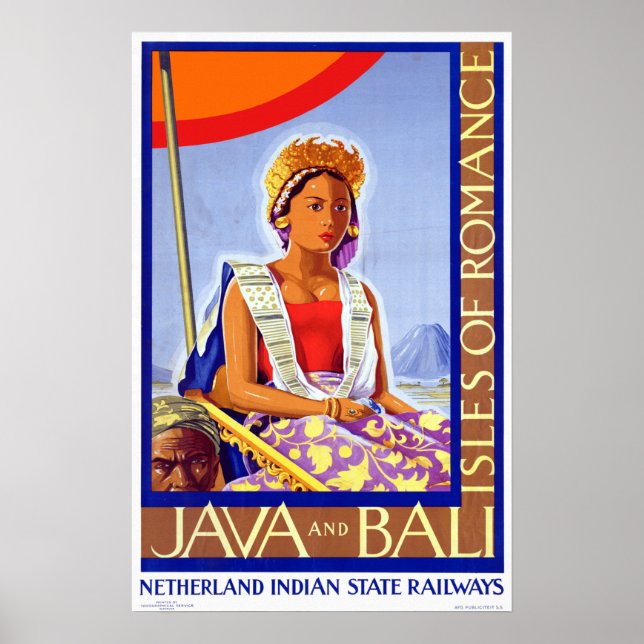 Poster Vintage Java Bali Indonesia Viagem (Frente)