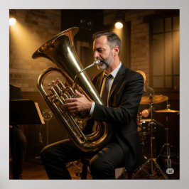 Poster Vintage Jazz Tuba Player