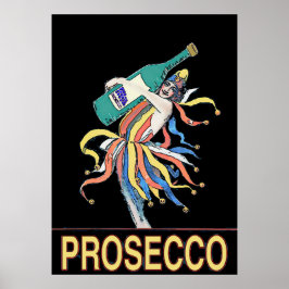 Poster Vintage Jester com Garrafa Prosecco