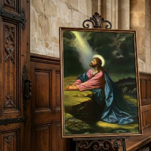 Pôster Vintage Jesus Cristo Rezando, Jardim de Gethsemane