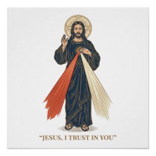 Pôster Vintage Jesus Eu Confio em Você Desenho Religioso