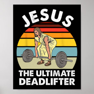 Poster Vintage Jesus, O Último Deadlifador Engraçado Gym 