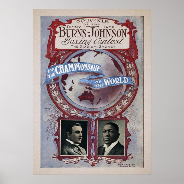 Poster Vintage Johnson Burns Luta Contra Souvenir (Frente)