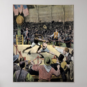 Poster Vintage Johnson Jeffries Luta Ilustração