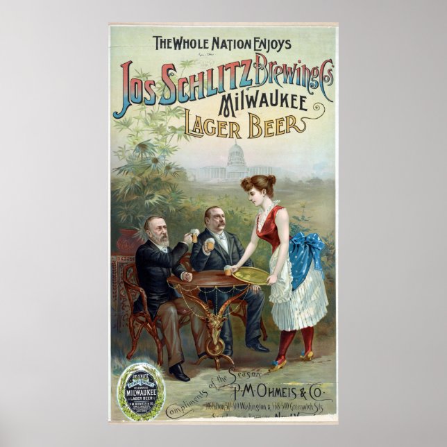 Pôster Vintage Joseph Schlitz Brewing Company Lager Beer (Frente)