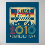 Poster Vintage July 2010 12th Birthday Gift 12 Years Old<br><div class="desc">Vintage July 2010 12th Birthday Gift 12 Years Old Retro Gift. Perfect gift for your dad,  mom,  papa,  men,  women,  friend and family members on Thanksgiving Day,  Christmas Day,  Mothers Day,  Fathers Day,  4th of July,  1776 Independent day,  Veterans Day,  Halloween Day,  Patrick's Day</div>