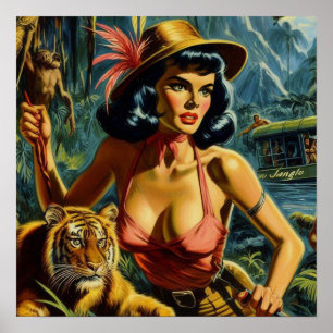 Poster Vintage Jungle Pulle Girl