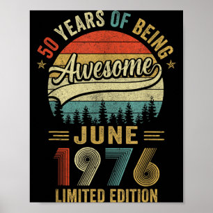 Poster Vintage Junho 1976 50 Anos 50º Aniversário Homens