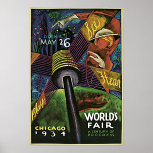 poster vintage Justo do Mundo de Chicago de 1934