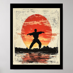 Poster Vintage Karate - Silhouette Afetada - Japão Mart