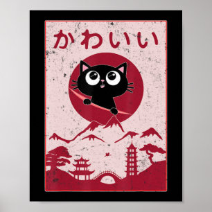 Poster Vintage Kawaii Cat Anime Japonês Gift Girls Boys