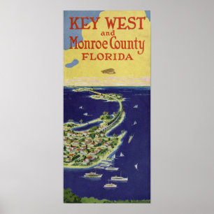 Poster Vintage Key West o Condado de Monroe Florida