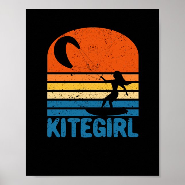 Poster Vintage Kite Surfing Kiting Kitesurf. (Frente)