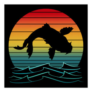 Pôster Vintage Koi Fish Sunset Scenery