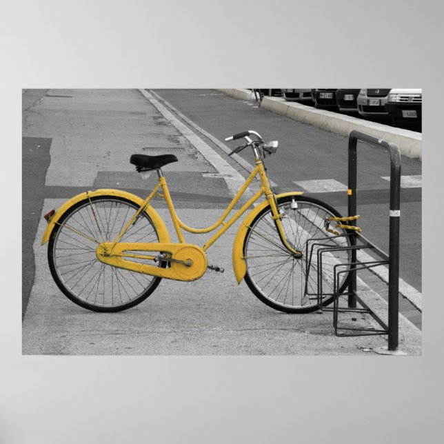Poster Vintage Ladras Yellow Bicycle, Florence, Itália (Frente)