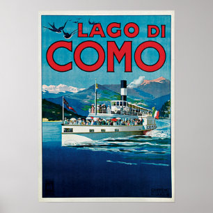 Poster Vintage Lago di Como Viagem