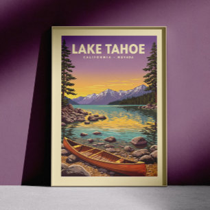 Poster Vintage Lake Tahoe California Nevada