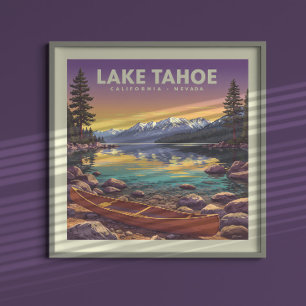 Poster Vintage Lake Tahoe California Nevada