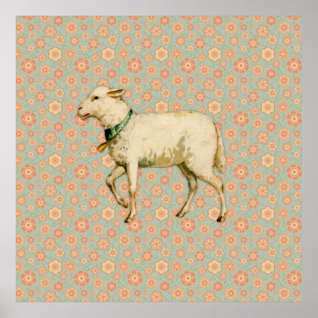 Pôster Vintage Lamb Art (Frente)