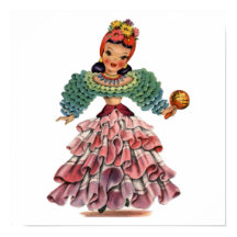 Vintage latino Dancer, vestido tradicional