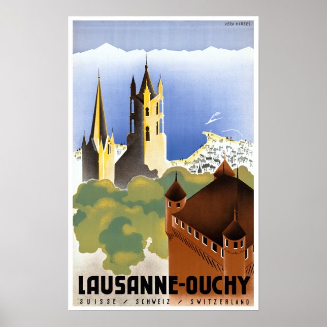 Poster Vintage Lausanne-Ouchy Suiça (Frente)