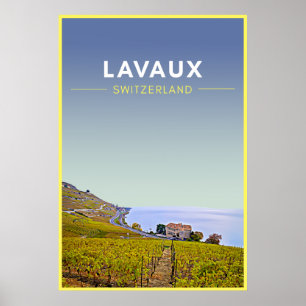 Poster Vintage Lavaux Vineyards Suiça