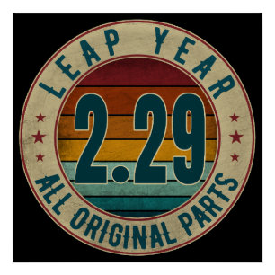 Pôster Vintage Leap Year 29 de fevereiro Todas as peças o