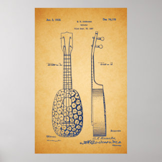 Pôster Vintage Legal Arte de Patente Ukulele