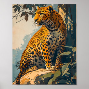 Poster Vintage Leopard Art