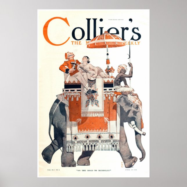 Pôster Vintage Leyendecker, "Na estrada para Mandalay" (Frente)