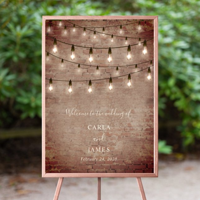 Poster Vintage Lightbulbs Brick 20x28 Wedding (Criador carregado)