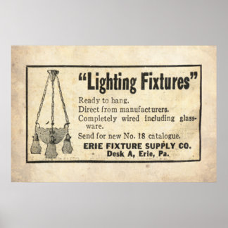 Pôster Vintage Lighting Fixture Ad de 1920