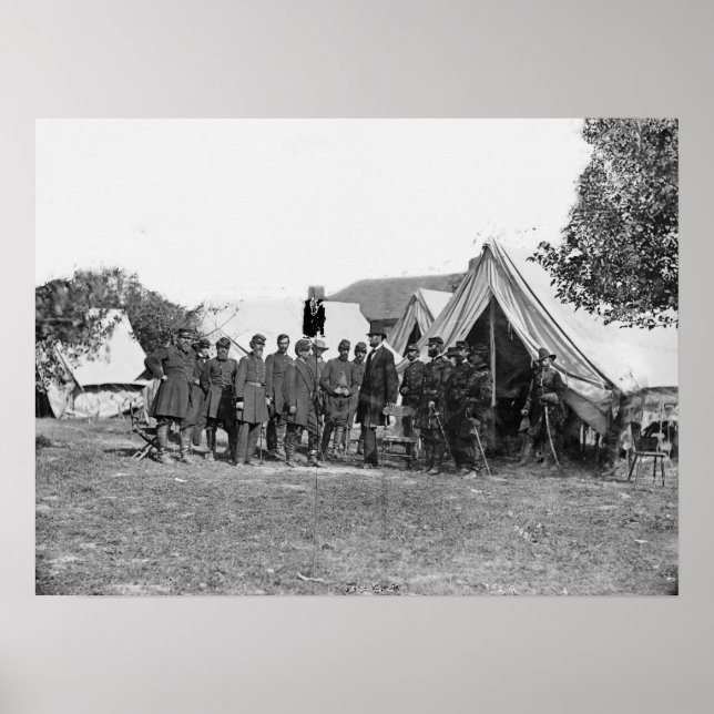 Poster Vintage Lincoln e McClellan em Antietam (Frente)