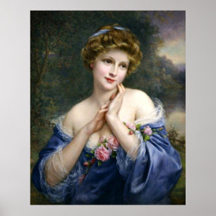 Poster Vintage linda dama em azul_GA -